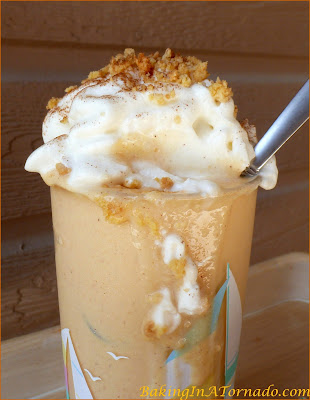Peach Pie Milkshake, a delicious summer peach flavored milkshake can be made with or without alcohol | Recipe developed by www.BakingInATornado.com | #recipe #drink #peach