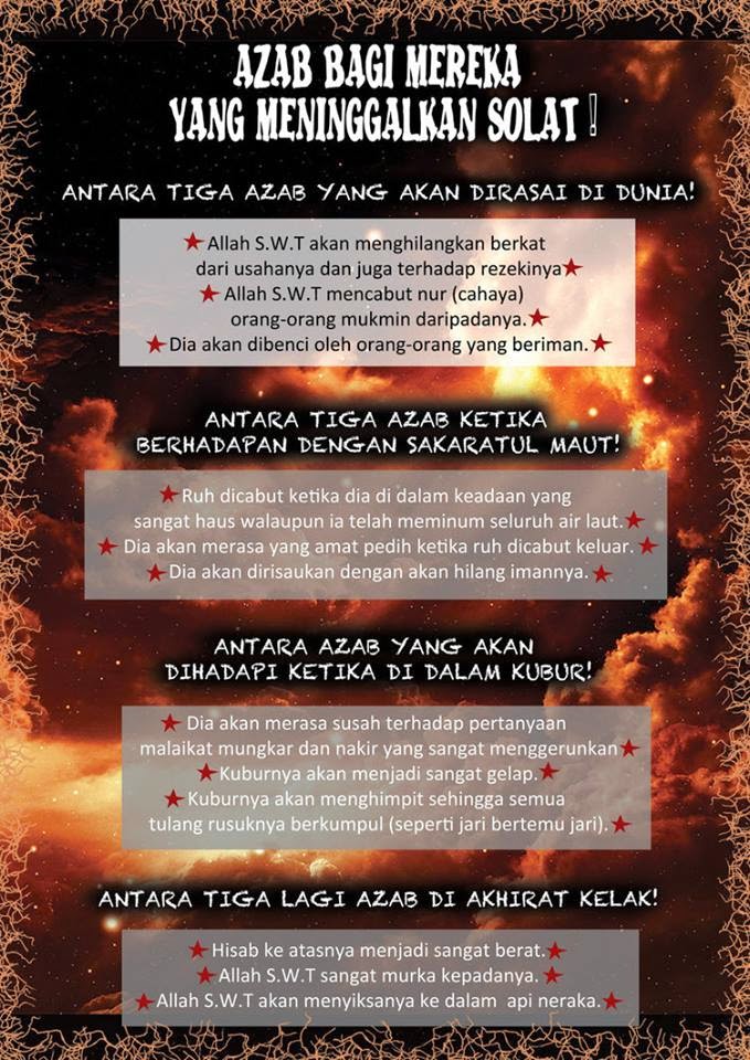 Balasan Meninggalkan Solat 5 Waktu