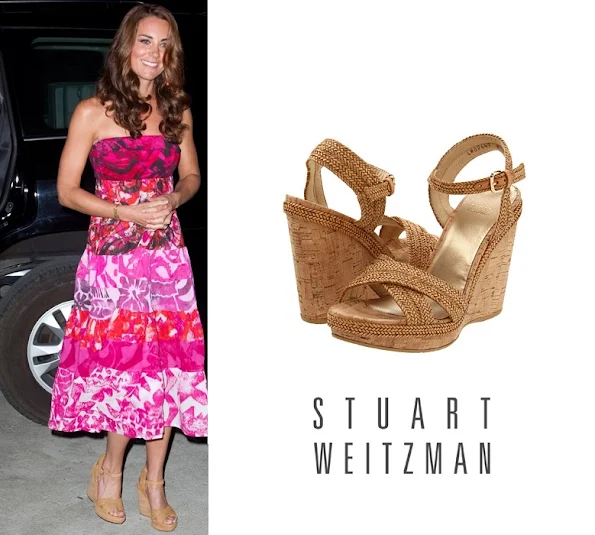Catherine, Duchess of Cambridge wore Stuart Weitzman Platform Wedge Sandals in Solomon Islands