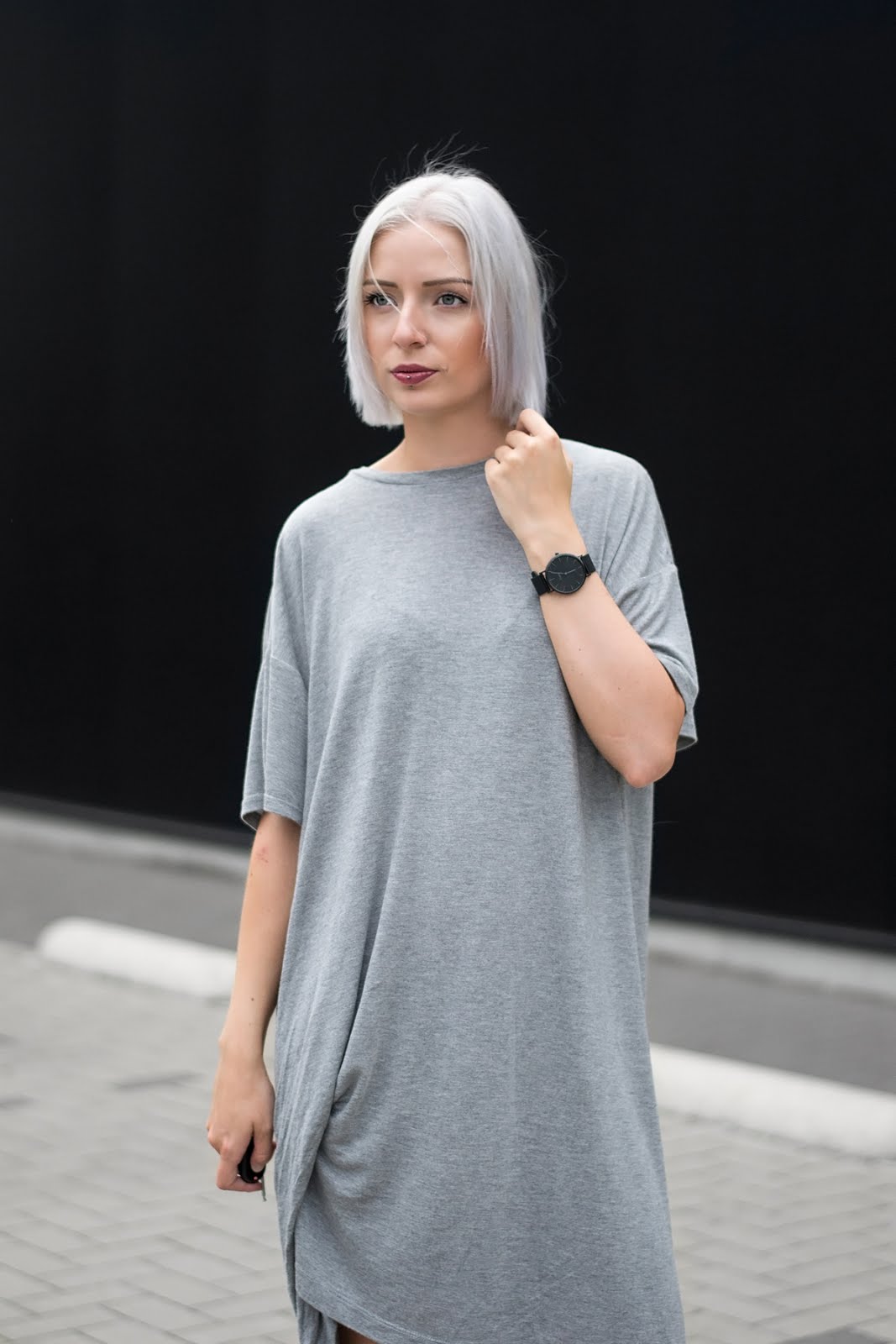 Weekday bryn t-shirt dress, oversized, flattered flats, minimalist, outfit, ss17, grey hair