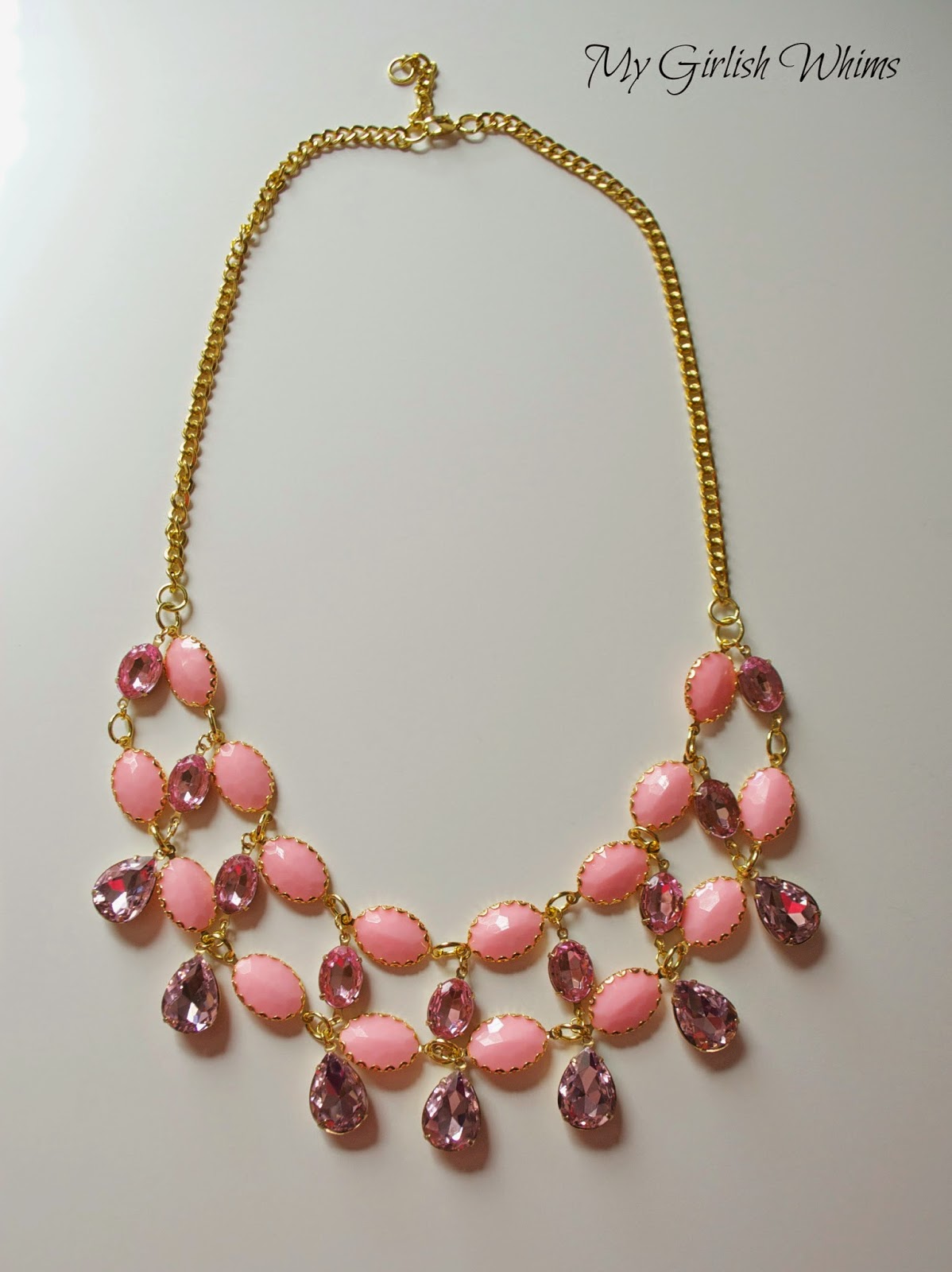 DIY Pink Crystal Statement Necklace - My Girlish Whims