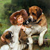 20 Stunning Paintings About Happy Children With Nice Dogs And Cats