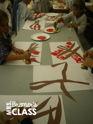 Fall apple art activities with a focus on mixing colors