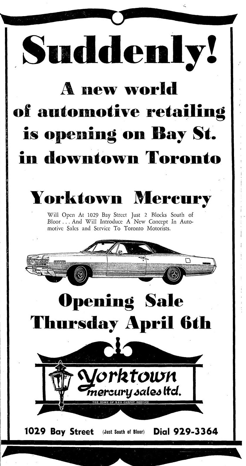 Vintage Canadian Dealerships Yorktown Mercury Sales Limited