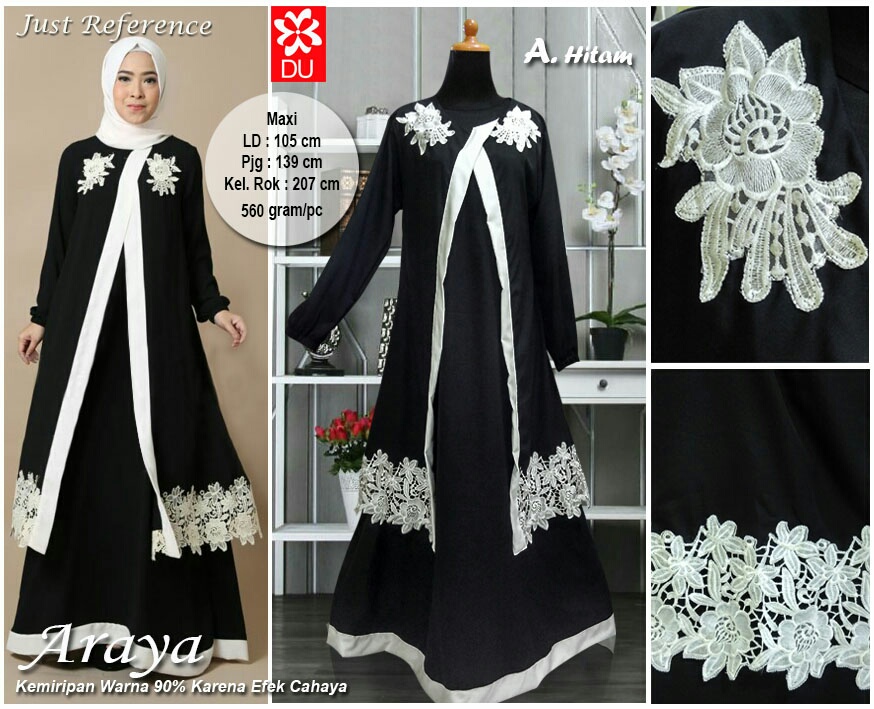 gambar gamis akad nikah abu hitam