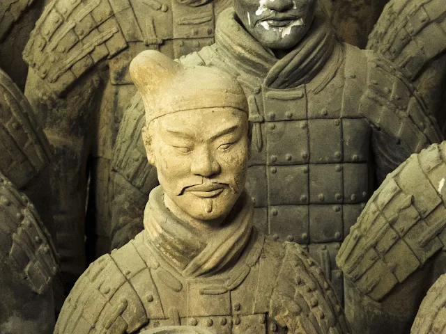 Portrait of 1 of the terracotta warriors near Xi'an China