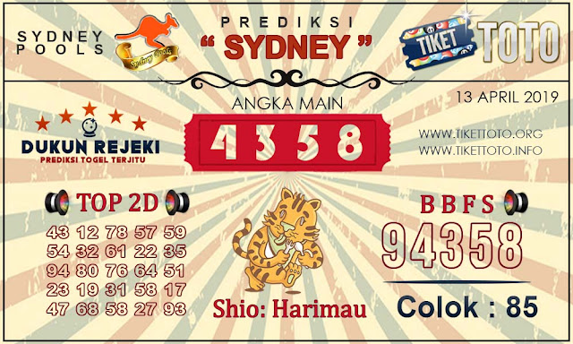 Prediksi Togel SYDNEY TIKETTOTO 13 APRIL 2019