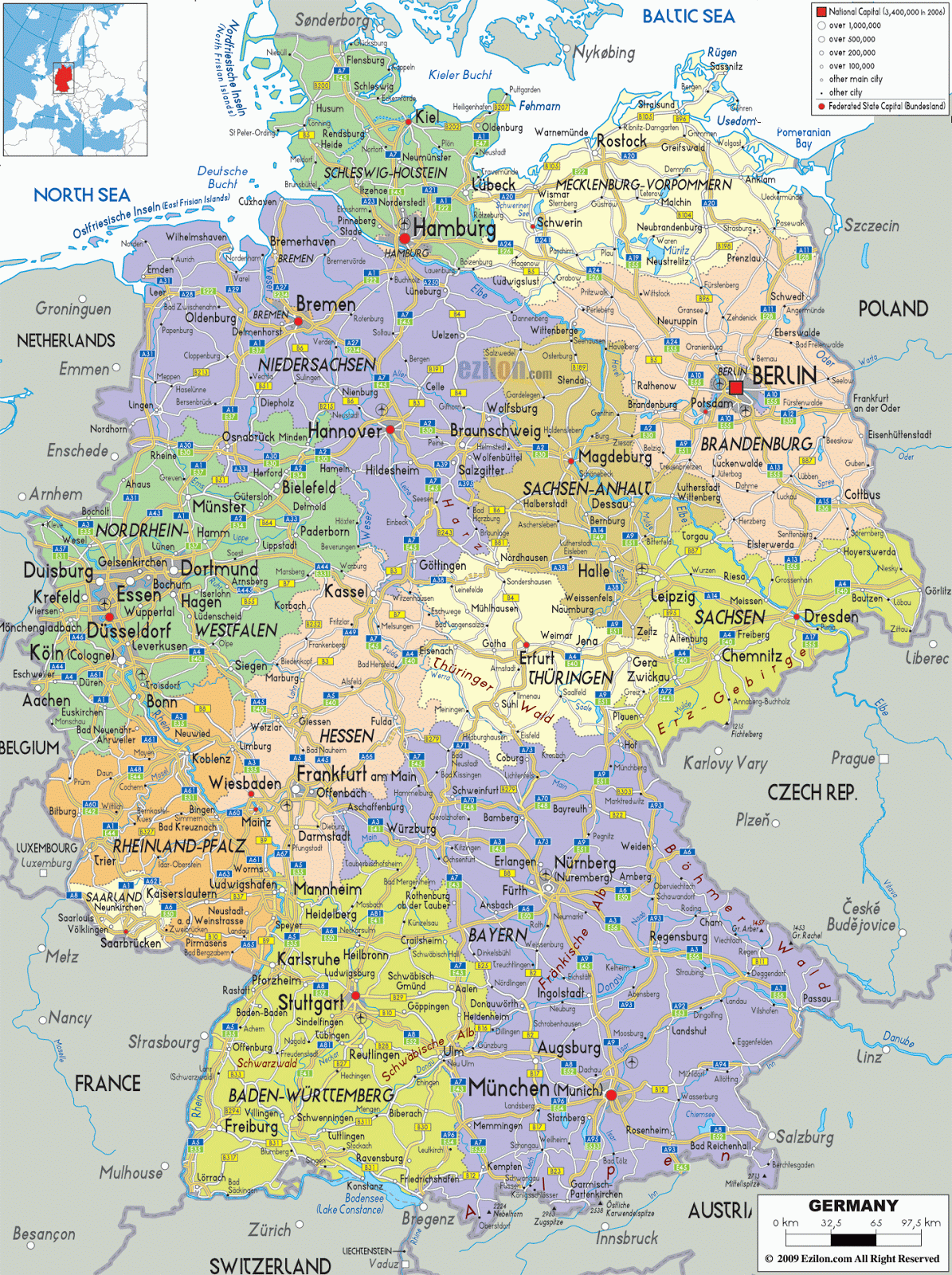 Alemanha | Mapas Geográficos da Alemanha