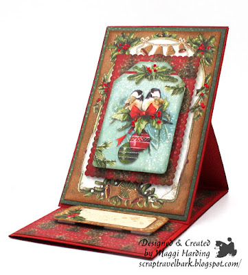 Easel gift card, Stamperia Christmas Vintage, The Funkie Junkie Boutique, Tutorials, Maggi Harding Easel Gift Card Holder Tutorial Stamperia Christmas