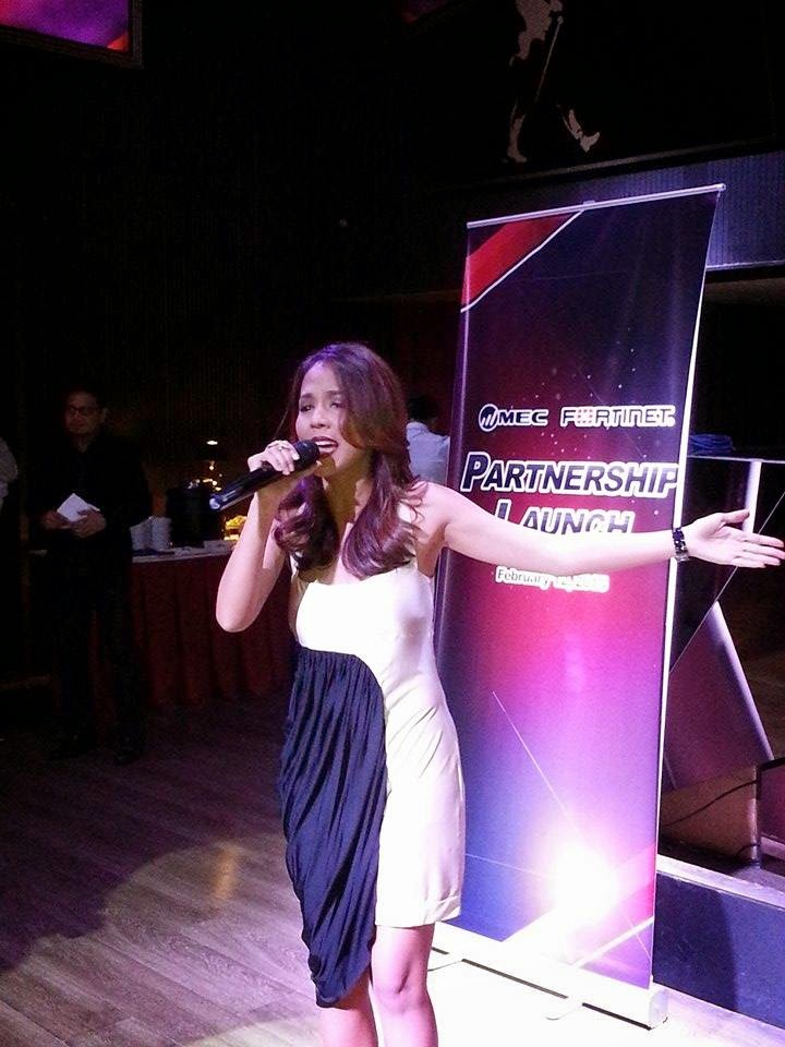 The Voice of the Philippines artist Arnee Hidalgo performs at the partnership launch in Gramercy