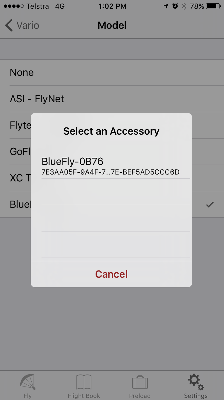 Blue Fly Vario development iOS support