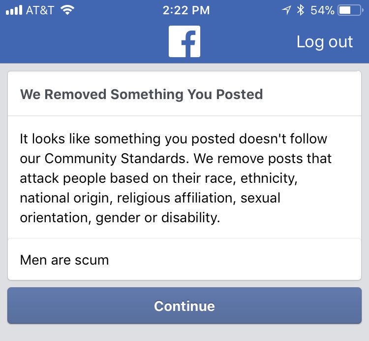 Facebook Policy: Users Are Banned for Posting “Men Are Scum”! Facebook Policy: Users Are Banned for Posting “Men Are Scum”!