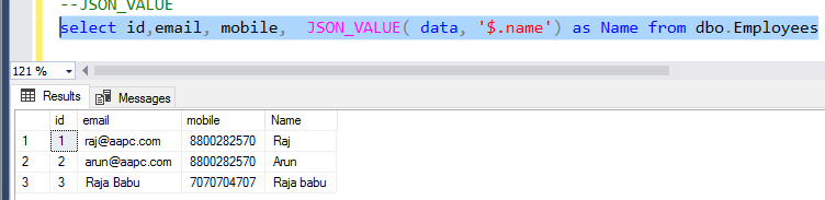 Create table with JSON type in SQL Server 2016. - AspTricks.net