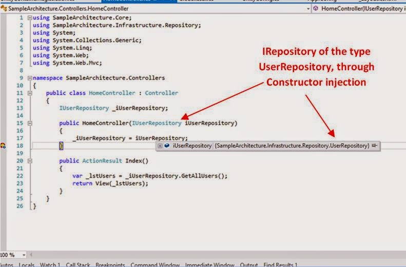 Onion architecture using MVC and database first approach