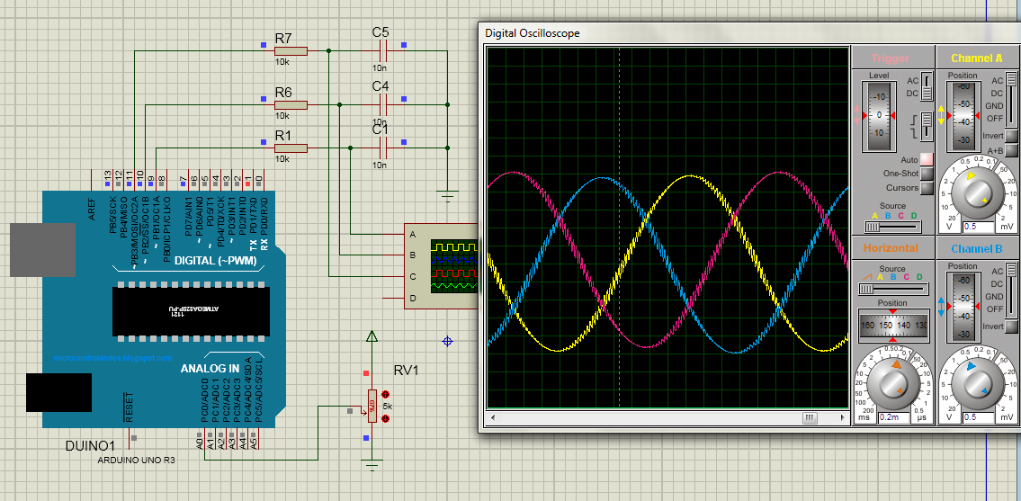 Generating 3 phase Sine Wave with arduino  atmega328 for AC 