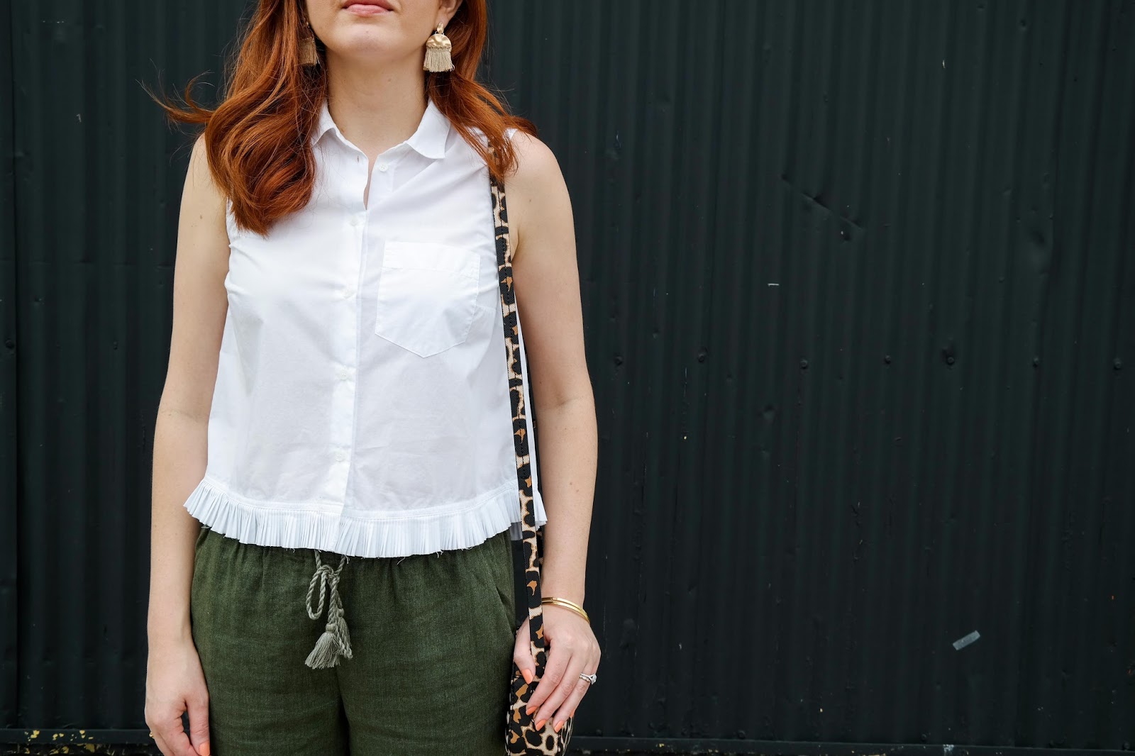 Nicole Sometimes Green Linen Pants