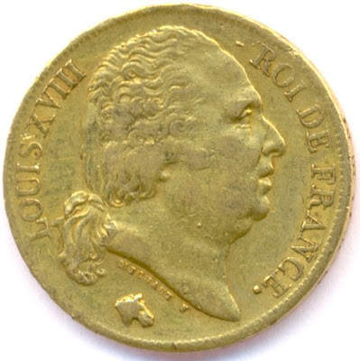 FRANCE 20 Francs gold coin Louis XVIII