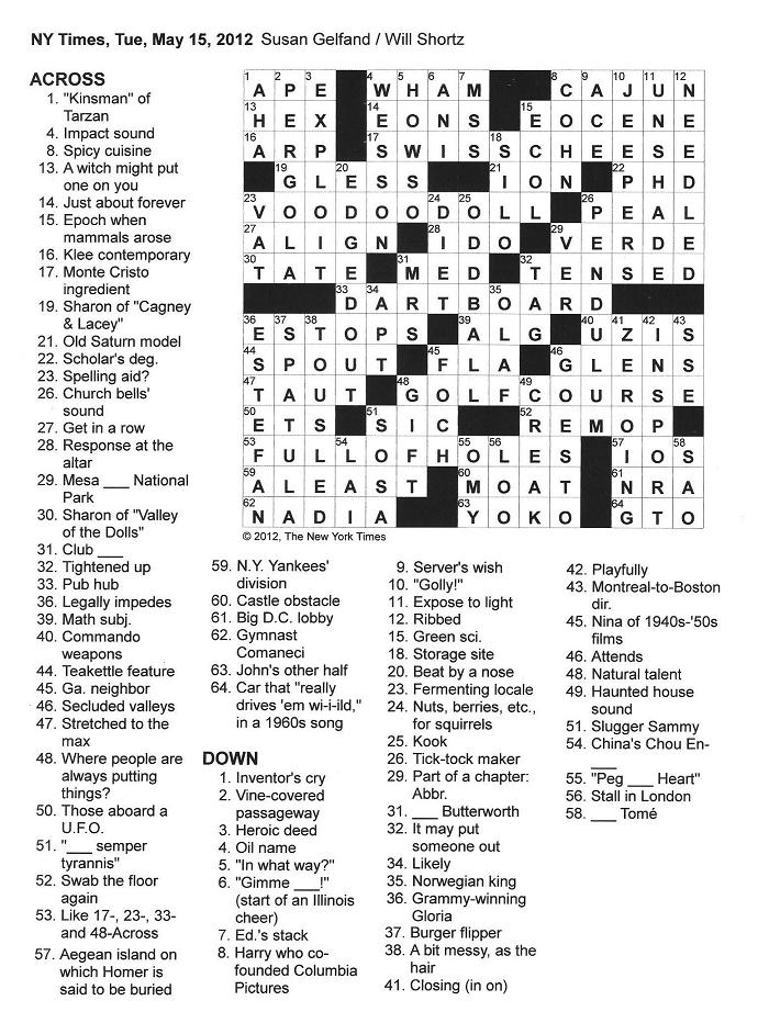 The New York Times Crossword In Gothic 05 15 12 — Full Of Holes