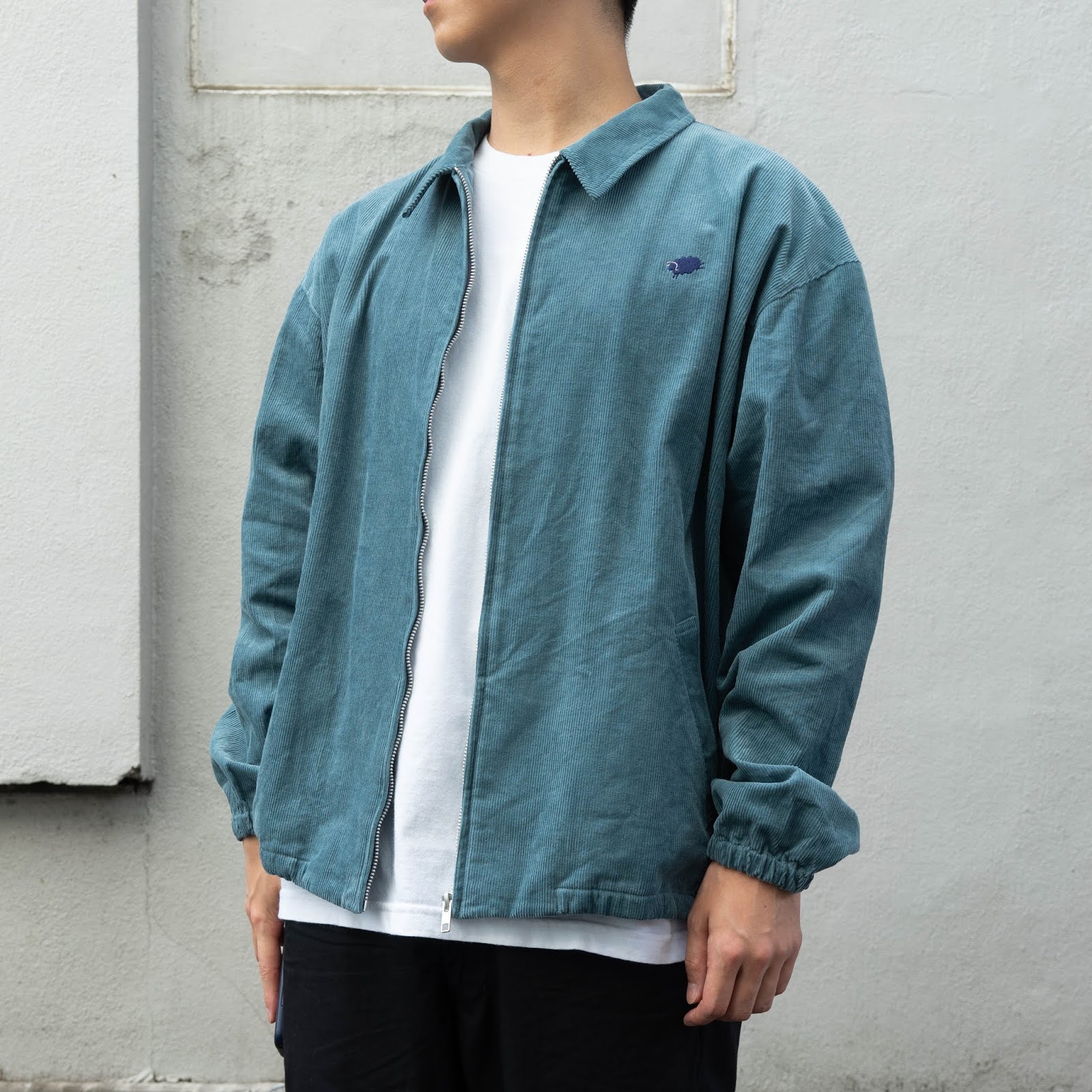 CUP AND CONE: Corduroy Zip Jacket - Peacock Green