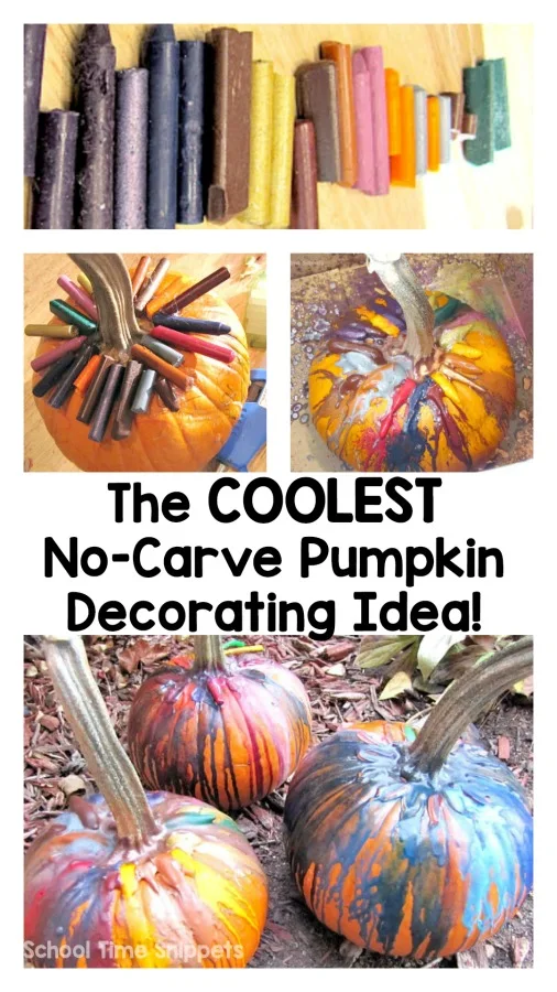 melted crayon pumpkin decorating idea