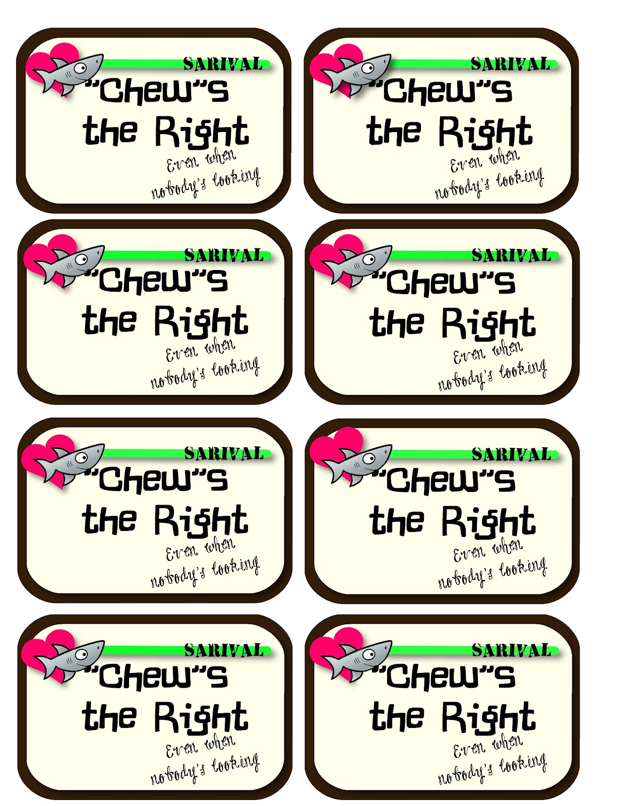 Chews The Right Printable Free
