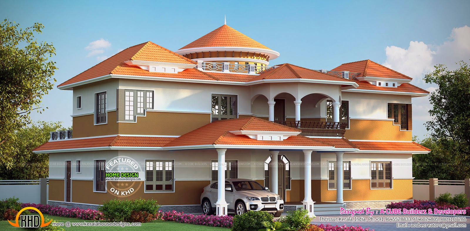 Luxury 5 bedroom house exterior - Kerala home design and ...