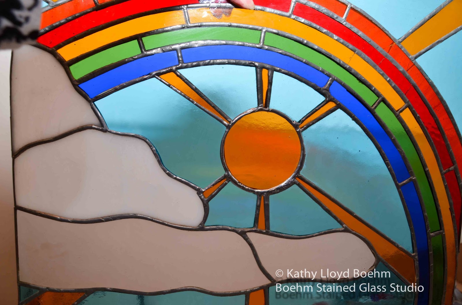 Boehm Stained Glass Blog Repairs to Stained Glass Rainbow Panel