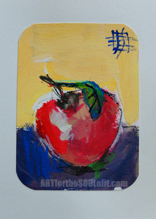small apple painting acrylic on paper #1