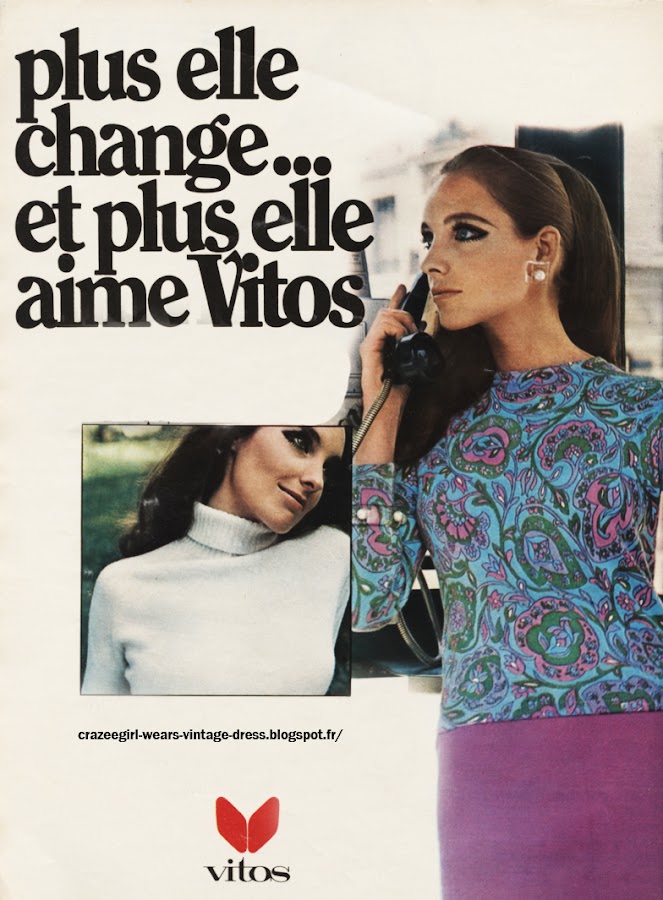 Vitos advert - 1967 floral flower paisley jumper sweater 60s 1960 