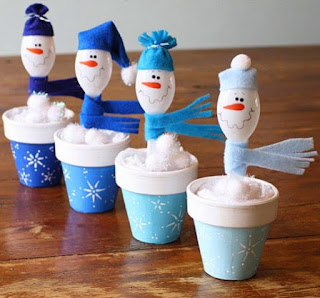 Muñecos-nieve--cucharas-recicladas