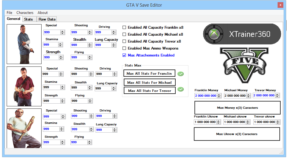 Xbox360Content [NEW UPDATE] GTA V Save Editor v8.0.0.0