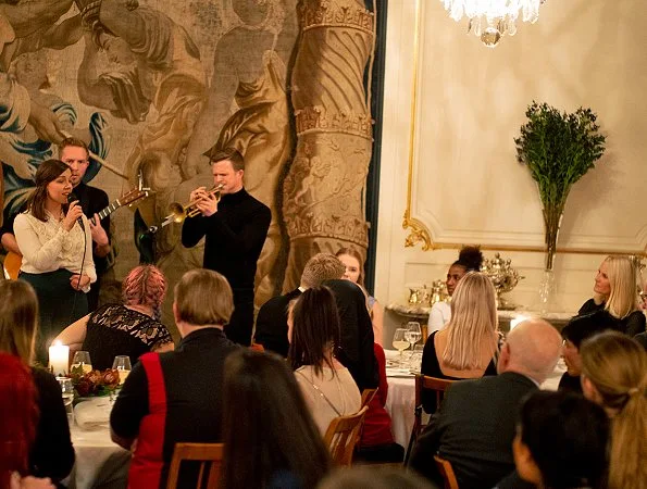 Crown Prince Haakon and Crown Princess Mette-Marit of Norway hosted a dinner for about 60 guests at Skaugum
