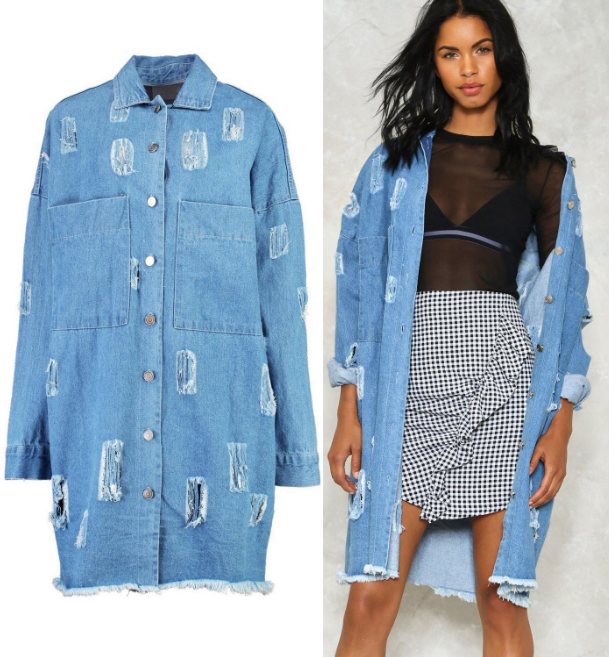denim swing coat