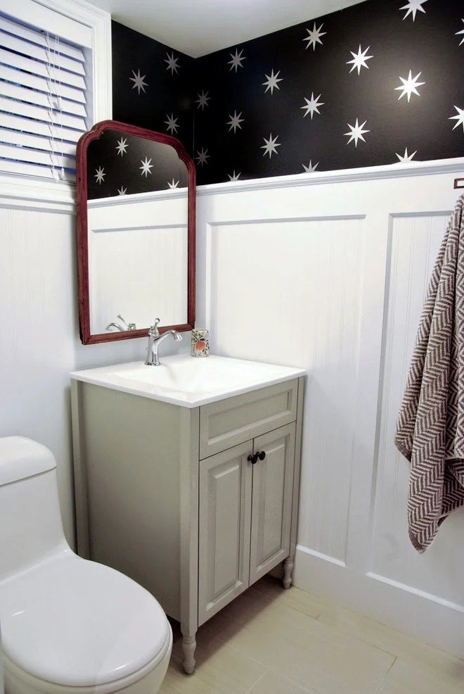 Rambling Renovators | white black bathroom vintage