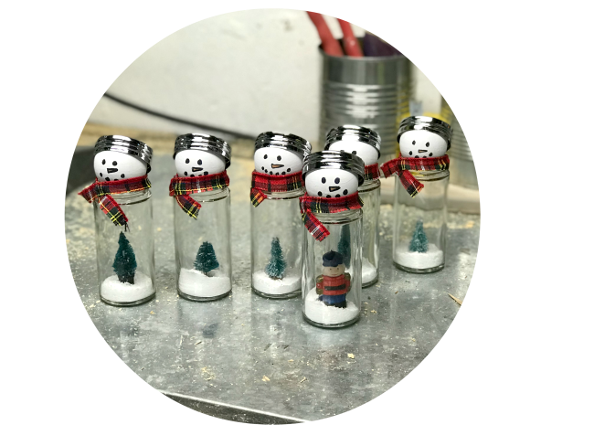 DIY Snow Globe Style Thrift Store Snowmen