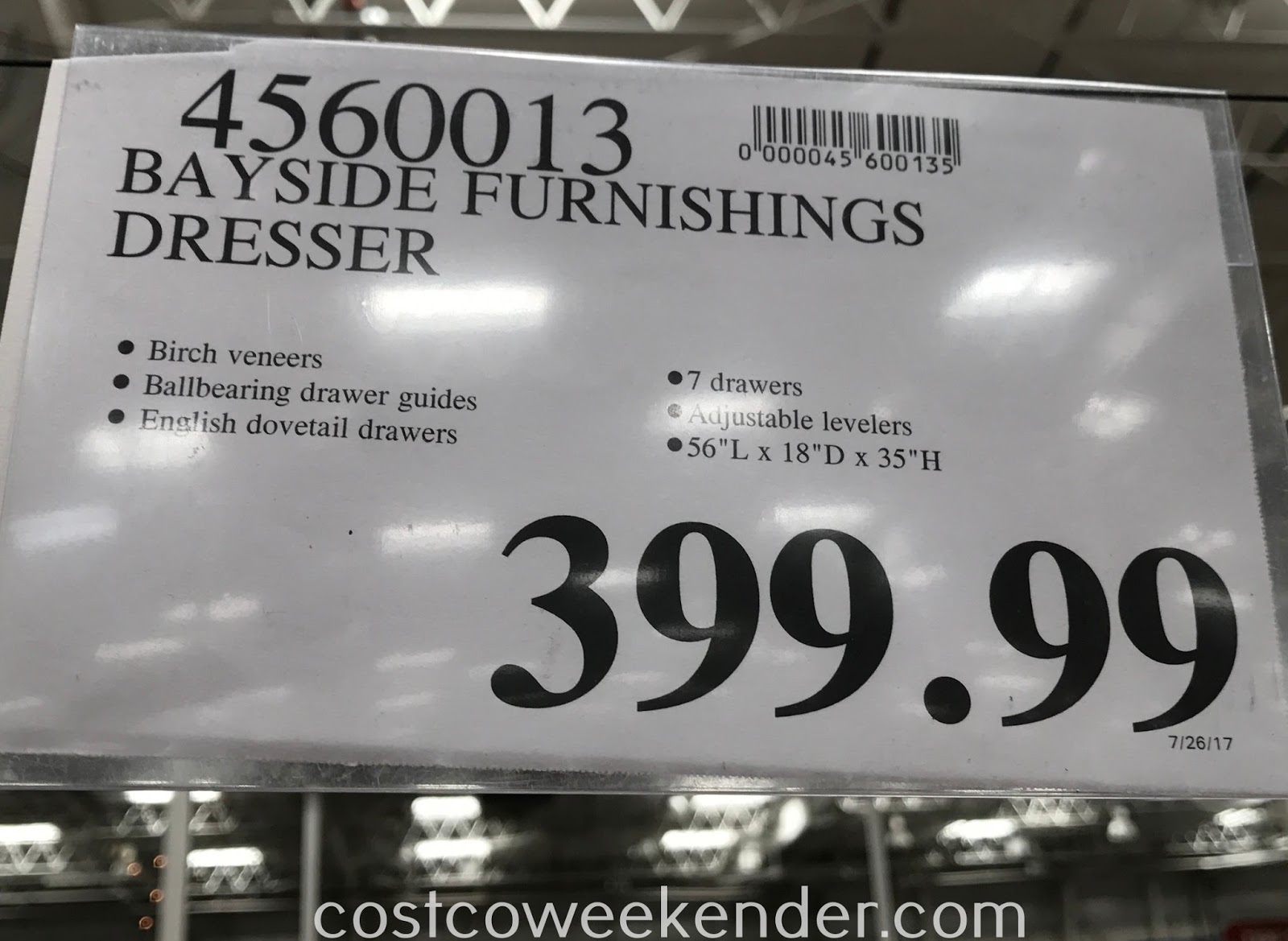 Bayside Furnishings 7Drawer Dresser Costco Weekender