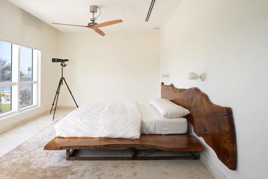 Wood slab headboard | Design by Magdalena Keck, photo by Jeff Cate