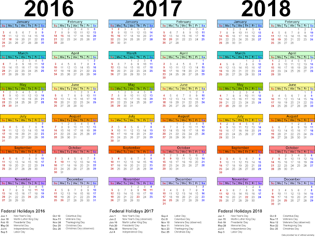 2016/2017/2018 Calendar PDF, Three year calendars for 2016/2017/2018 Monthly, 2016/2017/2018 Printable Calendar PDF Free download, 2016/2017/2018 Calendar PDF Portrait Landscape