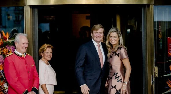 Queen Maxima and King Willem-Alexander and Princess Beatrix at Carre theater for the final celebrations of 200 years Kingdom of the Netherlands in Amsterdam. 