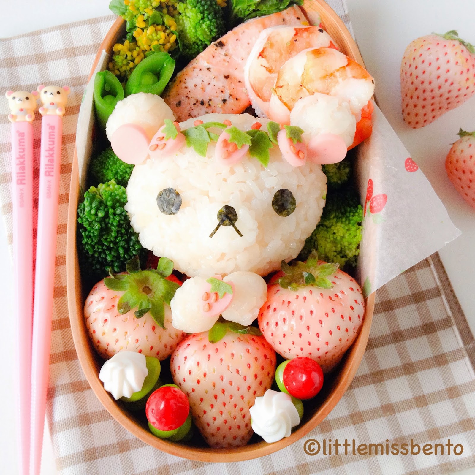 Korilakkuma Strawberry Bento コリラックマのイチゴキャラベン - Little Miss Bento