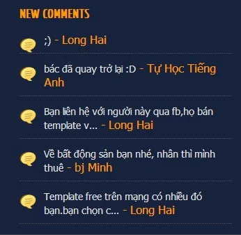 Tiện ích recent comments load nhanh nhất cho blogspot