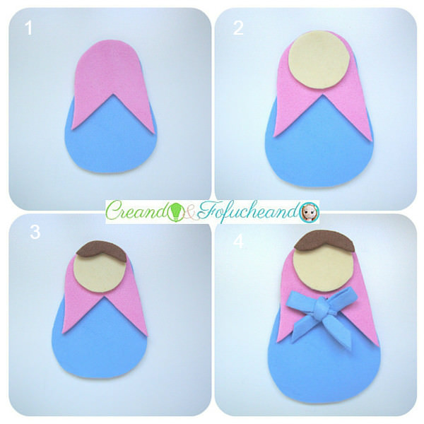 Paso a paso broche en Goma eva de matrioskas