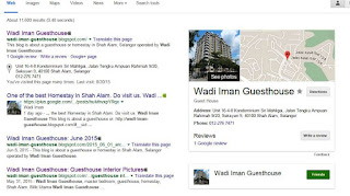 google business, guesthouse, wadi iman guesthouse, shah alam, homestay, google.com, google map, google search, blogspot, carian pertama