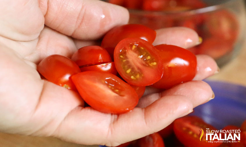 Kitchen Hack The Easiest Way to Slice Cherry Tomatoes