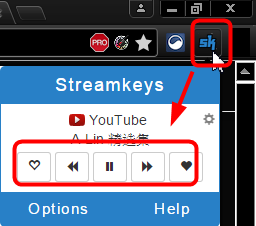 Chrome聽歌利器，影音網站、線上廣播電台音樂撥放控制器，Streamkeys！(擴充功能)