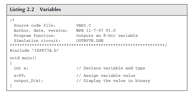 Pic Programming C: PIC16 C Program Basics Variables