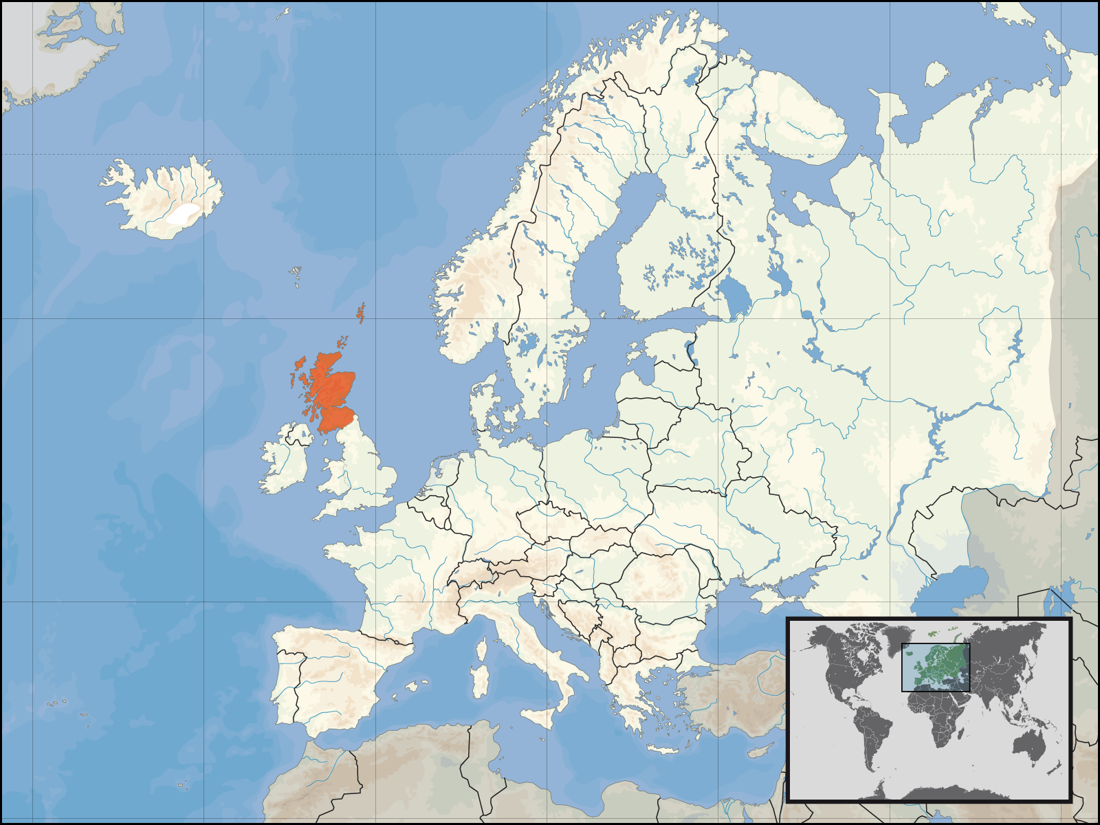 Map of an independent Scotland's location within Europe. On September 18, 2014, Scotland will vote on whether to leave the UK to become an independent country.