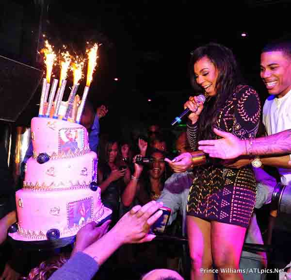 Birthday Girl Ashanti Gets Cakes and Kisses From Nelly [+6 PHOTOS]