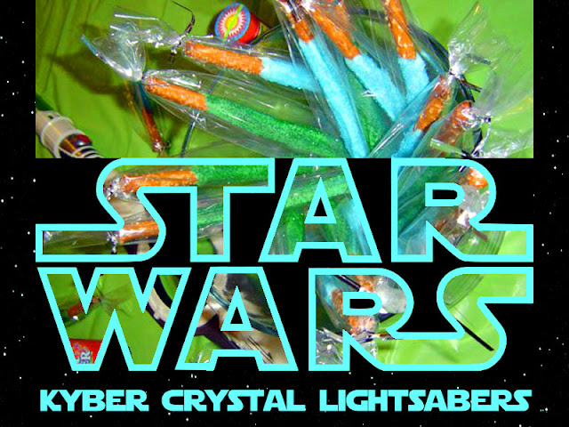 Star Wars Kyber Crystal Candy Pretzel Lightsabers Party Food Recipe and Label