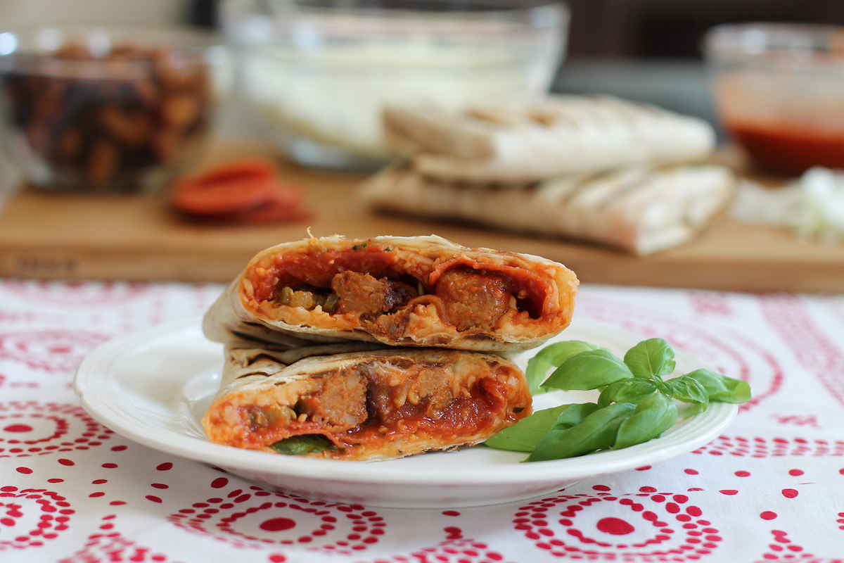 Food Lust People Love Grilled Pepperoni and Sausage Pizza Wraps